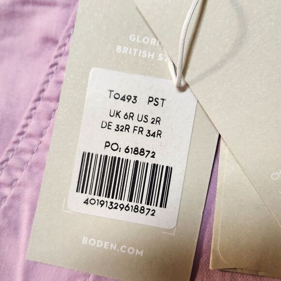 Boden Pants Chinos Straight Leg High Rise Cotton Stretch Pink Purple 2 NWT - Picture 9 of 9